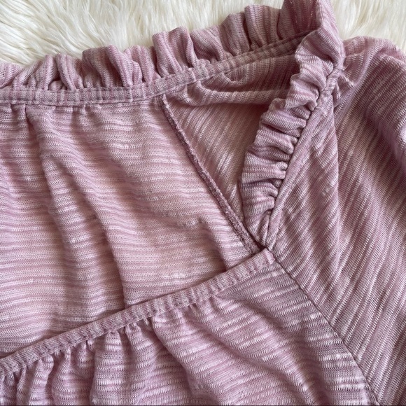 Free People Blouse Striped Top Cropped Pink M - Picture 4 of 13